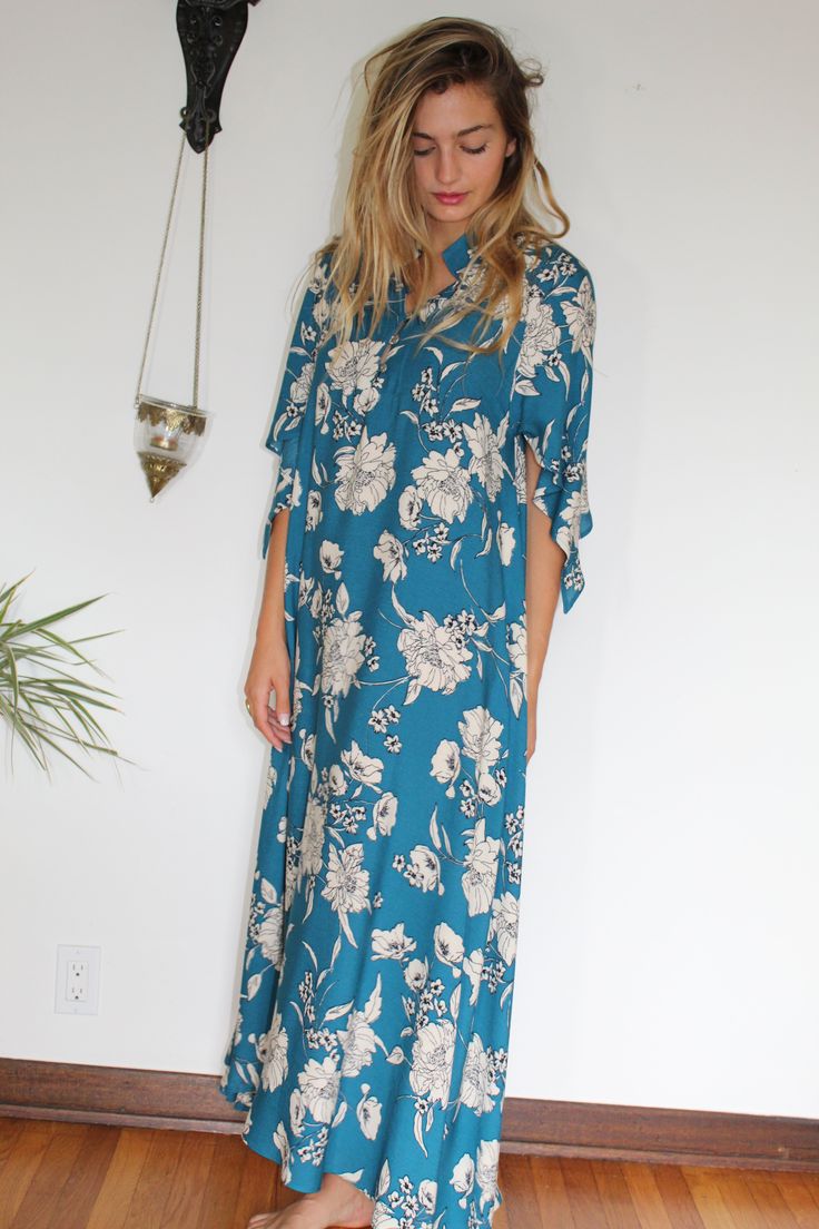 Wing sleeve dress has graceful lines in a flowing, maxi-dress style. Wide bottom hem allows for ample whirling dervish movement! Super soft 100% Rayon fabric is just the right weight for temperate weather. One-size-fits-all. Fits from a 0-12. Namaste for your patience. Wing Sleeve Dress, Clothes For Women In 30's, Whirling Dervish, Women Dresses Classy, Aesthetic Outfit Ideas, Clothing Outfits, Modern Dress, Style Maxi Dress, Rayon Fabric