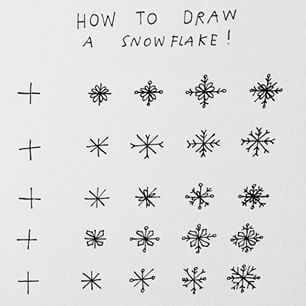 how to draw a snowflake in black and white with the words, how to draw a snowflake