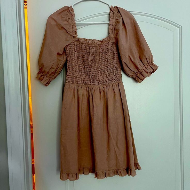 Mini Dress Size Small From Anthropologie. Never Worn Casual Knee-length Puff Sleeve Dress For Date Night, Spring Brown Midi Dress With Smocked Bodice, Short Sleeve Mini Dress With Smocked Bodice For Brunch, Brown Smocked Bodice Midi Dress For Brunch, Spring Midi Dress With Square Neck In Brown, Brown Smocked Bodice Dress For Brunch, Brown Midi Dress With Smocked Bodice For Brunch, Spring Brown Midi Dress With Square Neck, Spring Brown Dress With Smocked Bodice