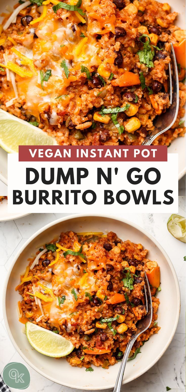 vegan instant pot dump n'go burrito bowls