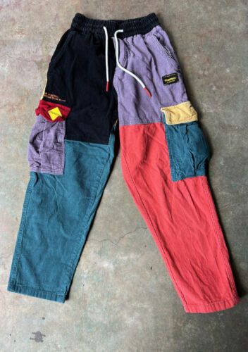 COURSEMYS bold CORDUROY Patchwork Color Block CARGO Pants S 24 Waist/26 L | eBay Baggy Multicolor Bottoms For Streetwear, Trendy Patchwork Pants For Streetwear, Multicolor Jeans With Pockets, Baggy Patchwork Bottoms For Streetwear, Baggy Patchwork Cotton Jeans, Baggy Cotton Patchwork Jeans, Casual Patchwork Bottoms With Relaxed Fit, Trendy Patchwork Bottoms For Streetwear, Multicolor Wide Leg Streetwear Bottoms