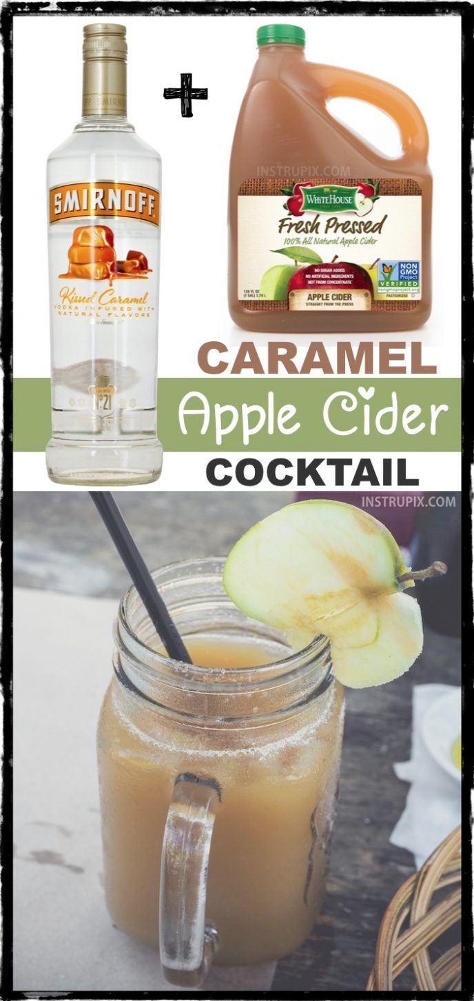 caramel apple cider cocktail recipe and ingredients