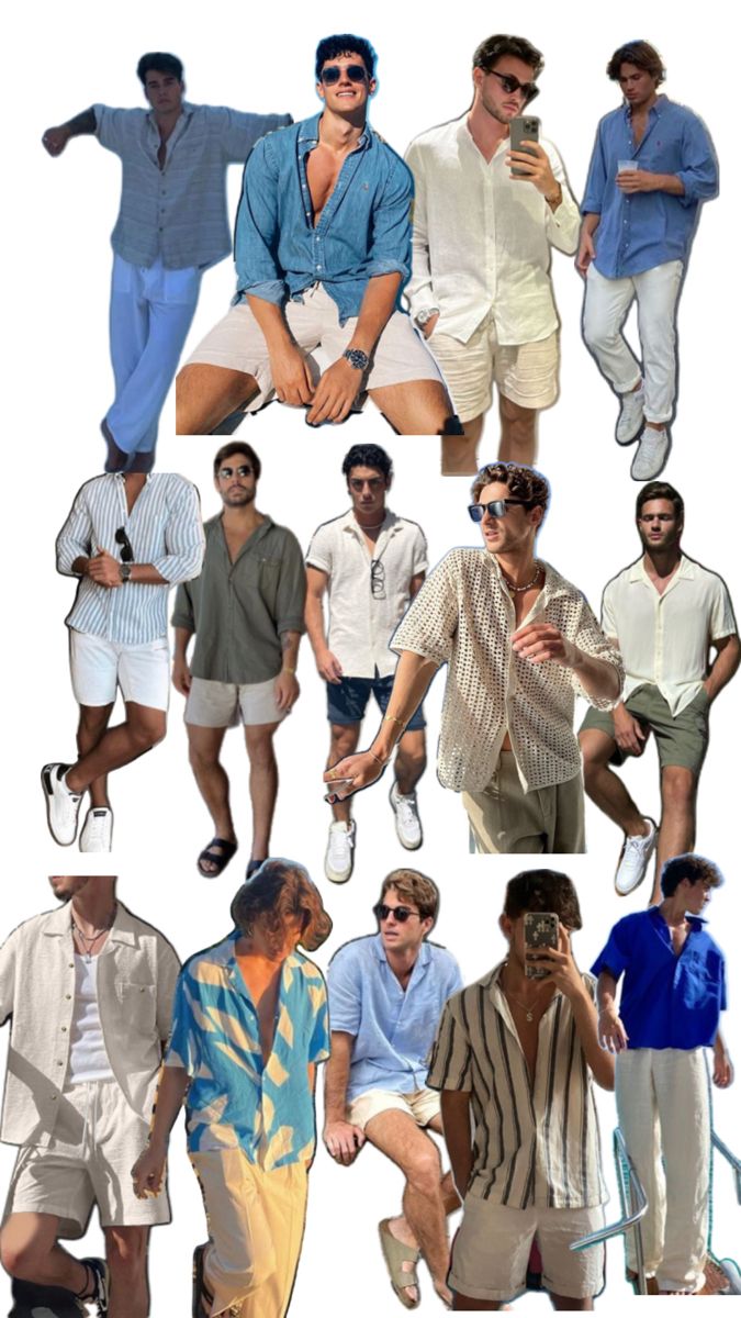 Mens Linen Outfits, Vacation Outfits Men, Thailand Outfit, Mens Beach Style, Beach Outfit Men, Italian Summer Outfits, Party Outfit Men, Beach Party Outfits, Boyfriend Outfit