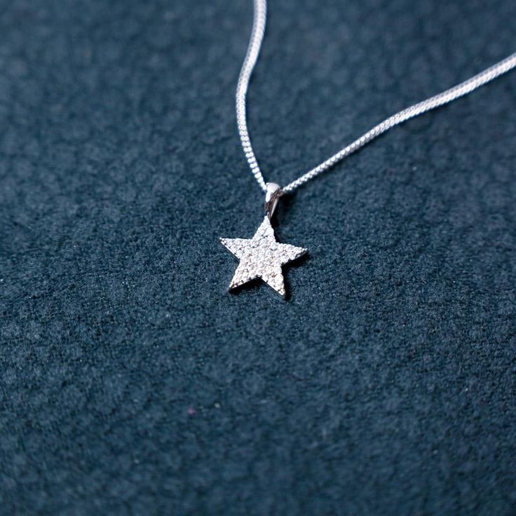 Star Necklace - Klase – shopklase Sterling Silver Star Necklace In Fine Jewelry Style, Star-shaped Sparkling Sterling Silver Necklace, Sterling Silver Star Jewelry With Delicate Chain, Sterling Silver Star Necklace With Sparkling Details, Sterling Silver Star Necklace In White Gold, Sparkling Star-shaped Sterling Silver Necklace, White Gold Star Necklace In Sterling Silver, Delicate Sterling Silver Star Charm Necklace, Delicate Sterling Silver Star Necklace