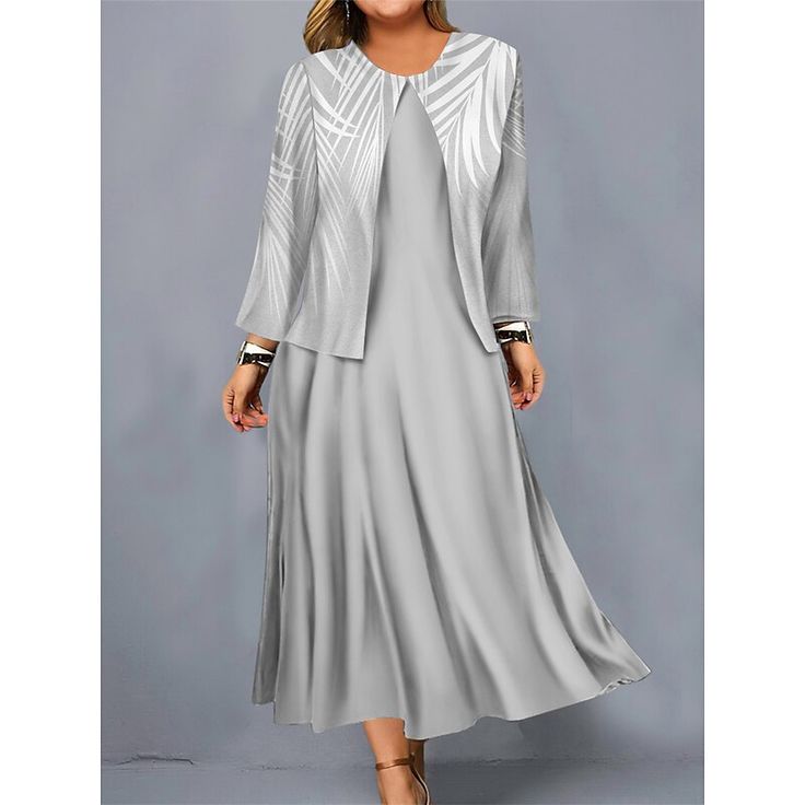 Season:Winter,Fall; Fabric:Polyester; Sleeve Length:Long Sleeve; Look After Me:Machine wash; Gender:Women's; Style:Mature; Elasticity:Micro-elastic; Occasion:Vacation,Daily,Going out,Outdoor,Weekend; Fit Type:Loose Fit; Dresses Type:Ethnic Dress,Dress Set,Two Piece Dress,Casual Dress; Pattern:Leaf; Design:Print; Neckline:Crew Neck; Special Size:Plus Size; Front page:FF; Listing Date:09/19/2023; Production mode:External procurement; Bust:; Length:; Length [Top]:; Fit US Size:; Fit UK Size:; Fit E Spring Gray Shift Dress, Gray Shift Dresses, Two Piece Dress Casual, Midi Dress Long Sleeve, Ethnic Dress, Print Midi Dress, Dress Set, Midi Length Dress, Casual Sets