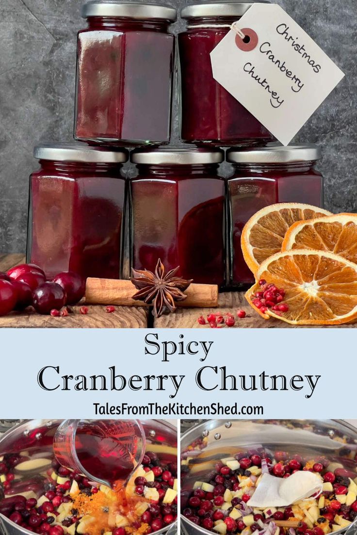 cranberry chutney recipe with orange slices and cinnamons in the background