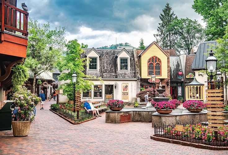 a street with lots of houses and flowers on it