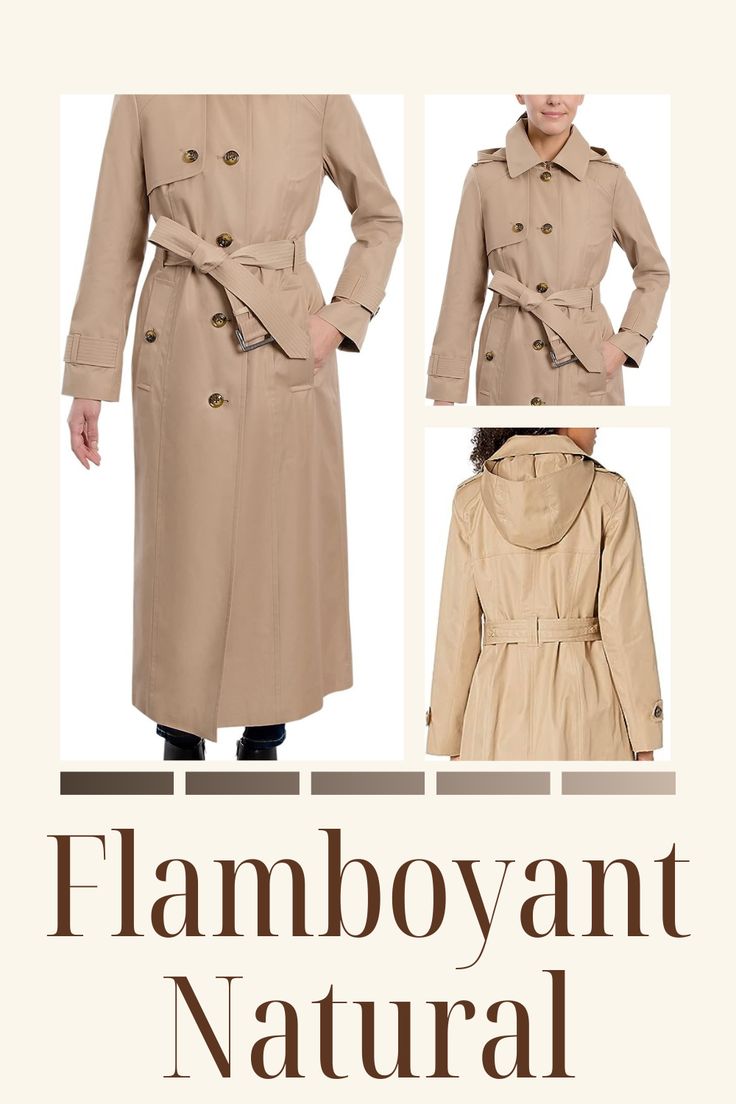 Flamboyant Natural Coat, Neutral Long Coat Single-breasted, Spring Single-breasted Gabardine Pea Coat, Tie Trench Coat Belt In Back, Long-sleeved Gabardine Pea Coat, London Fog, Long Trench Coat, Natural Women, Single Breasted