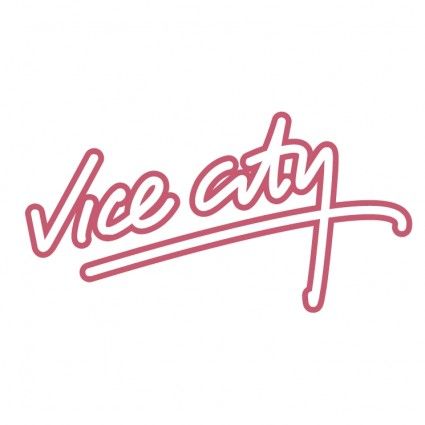 the word vice city written in pink on a white background