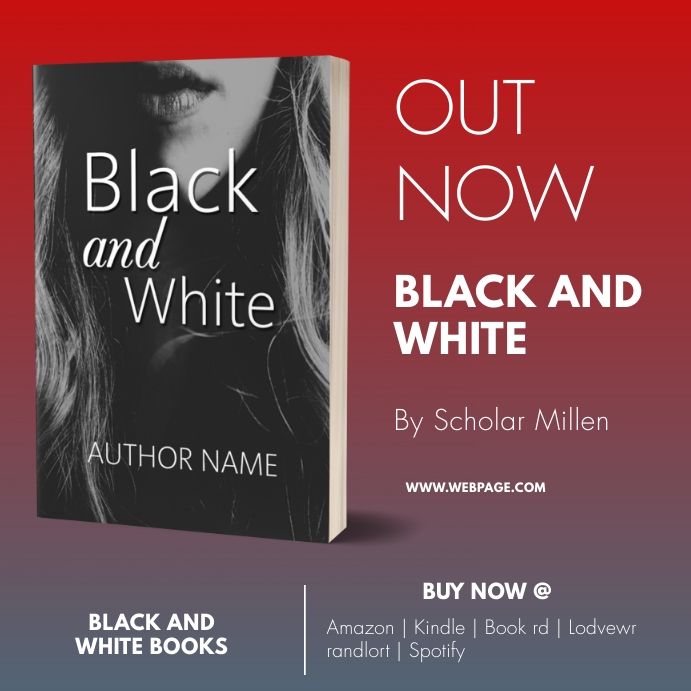 an advertisement for black and white books with the title'out now'on it