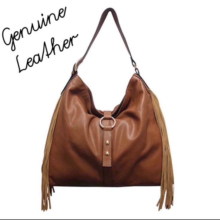 This Incredible Sondra Roberts Slouchy Shoulder Bag Is Made Of The Softest Most Gorgeous Saddle Brown Leather With Suede Side Fringe Details. It Is Our Most Coveted Silhouette Of The Season. The Protective Plastic Covering The Design Plaque Looks Blue But Peels Off. (I Also Carry In Gray-Last Pic) 12” X 14” X 4” Side Gussets Adjustable Shoulder Strap Magnetic Strap Fold Over Closure Fully Lined Pouch Interior Pockets Zipper Interior Pocket Firm$$ Gorgeous Leather Elegant Brown Hobo Bag With Suede Lining, Classic Leather Shoulder Bag With Suede Lining, Elegant Leather Hobo Bag With Suede Lining, Elegant Suede Shoulder Bag With Leather Trim, Brown Leather Lined Hobo Bag For Evening, Evening Brown Hobo Bag With Leather Lining, Evening Brown Leather-lined Hobo Bag, Brown Leather Handle Hobo Bag For Evening, Brown Hobo Bag With Leather Handles For Evening