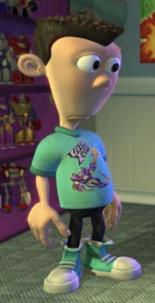 a cartoon character is standing in a room