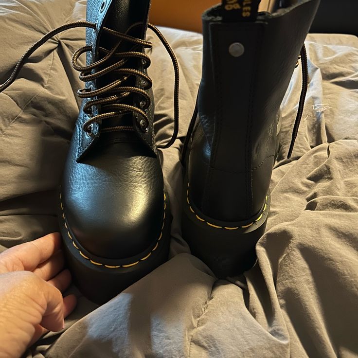 Reposhing This Item I Purchased From @Superiorhair. Loved It, But Ready To Rotate For Something New. *No Box* *Like New Only Worn; Bottoms Still Clean* *Pictures Are Exact As To What You See. *Feel Free To Make An Reasonable Offer Questions? Leave A Comment Below! Clean Pictures, Shoes Dr Martens, Dr Martens Black, Dr Martens Shoes, Martens Shoes, Platform Boots, Dr. Martens, What You See, Leave A Comment