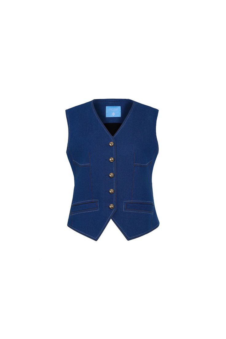 Made from high-quality, breathable cotton denim, this vest features a straight cut and welt pockets for a sleek and classic look. Perfect for layering and adding a touch of style to any outfit. Material: Cotton Denim (Midnight Blue), Cotton Satin (Pale Pink)Length: 54cm/55cm/56cm (S/M/L) Casual Medium Wash Vest For Workwear, Sleeveless Vest With Patch Pockets For Work, Sleeveless Workwear Vest With Patch Pockets, Classic Denim Blue Vest For Spring, Sleeveless Medium Wash Denim Vest For Workwear, Sleeveless Denim Vest For Work Medium Wash, Sleeveless Medium Wash Denim Vest For Casual Work, Denim Blue Sleeveless Workwear Vest, Casual Workwear Vest With Patch Pockets