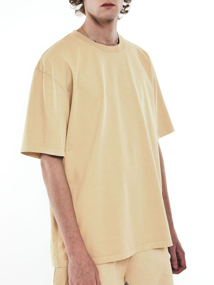 Editor's NotesT-shirt designed by MMIC. These feature an eco-friendly color dyeing method. Recommend matching this in a daily casual item.- Set-in sleeve- Ribbed hem and neck- Lettering printed on the back- Signature logo label- Drop shoulderMeasurements(in.)Size: S / M / LShoulder: 20.1 / 21.3 / 22.2 in.Chest: 21.1 / 22.4 / 23.6 in.Sleeve: 8.5 / 9.8 / 10.1 in.Length: 26.8 / 29.5 / 30.1 in.*Model info(M): Height 6' 1.6 / Chest 33.1 in. / Fitting size L*Model info(W): Height 5' 9.3 / Bust 33.8 in Beige Relaxed Fit Plain T-shirt, Plain Cotton T-shirt With Drop Shoulder, Cotton Plain T-shirt With Drop Shoulder, Cotton Drop Shoulder Plain T-shirt, Basic Beige T-shirt With Relaxed Fit, Basic Beige Relaxed Fit T-shirt, Beige Relaxed Fit Basic T-shirt, Beige Plain T-shirt With Relaxed Fit, Oversized Beige Crew Neck T-shirt