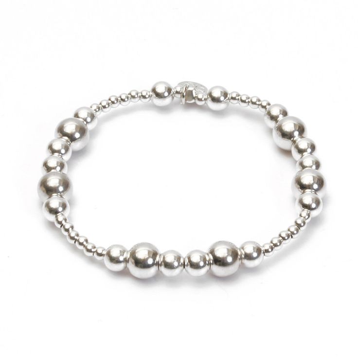 Bali Ball Bracelet - good charma Classic Silver Beaded Bracelets As Gift, Classic Hand-strung Sterling Silver Bracelets, Classic Silver Beads Bracelet As A Gift, Classic Adjustable Sterling Silver Bracelet With Polished Beads, Classic Silver Beads Bracelet Gift, Classic Silver Beaded Bracelet Gift, Classic Adjustable Stretch Bracelet With Silver Beads, Classic Stretch Bracelet With Polished Beads As Gift, Classic Stretch Bracelet With Polished Beads For Gift