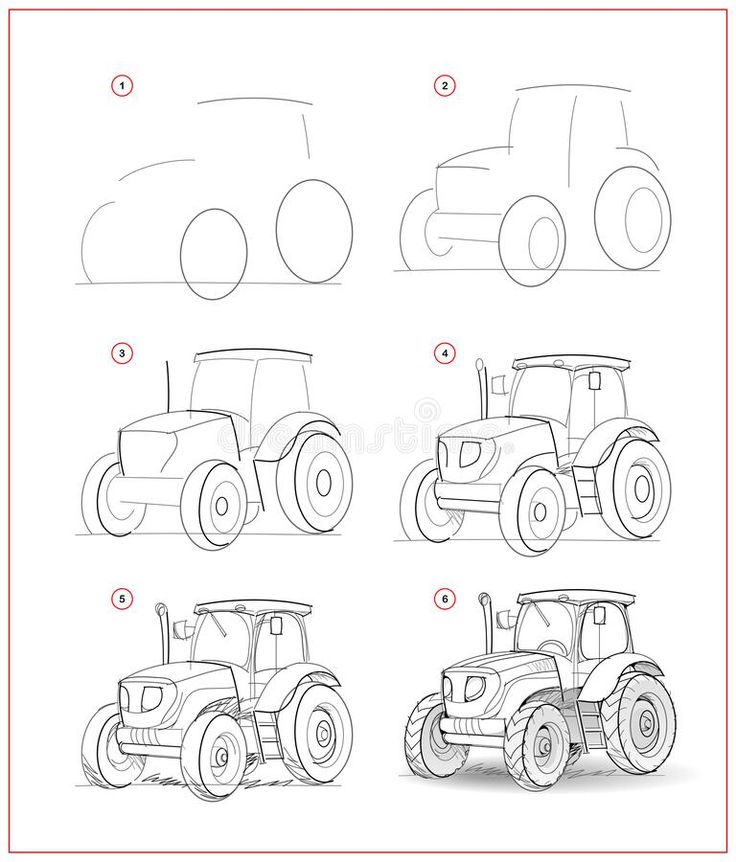 how to draw farm vehicles for children and adults royalty illustration on white background stock illustration