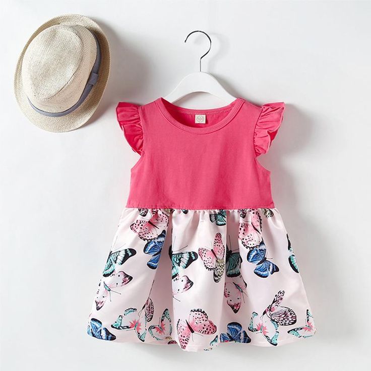 Girl Sleeveless Butterfly Print Dress - PrettyKid Girls Dress Pattern, Ruffle Outfit, Butterfly Print Dress, Girl Dress Pattern, Fashion Vibes, Affordable Dresses, One Piece Outfit, Girls Summer Outfits, Clothes Set