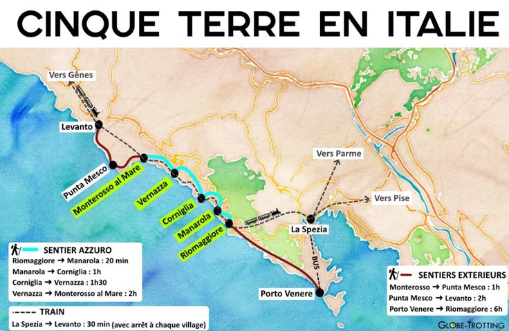 a map showing the route to cinque terre en italy