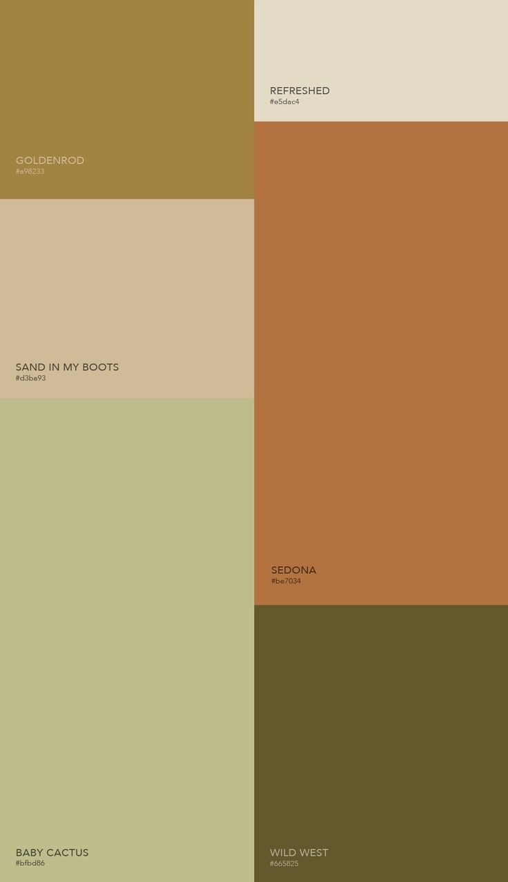 four different shades of brown, green, and beige with the same color scheme on them