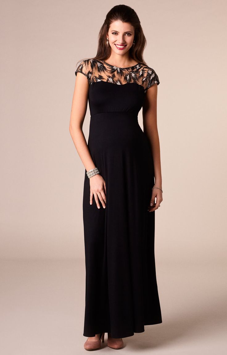 Marie Maternity Gown Long Vintage Noir by Tiffany Rose Maternity Evening Gowns, Rose Tiffany, Celebrity Maternity, Pregnant Party Dress, Maternity Wedding Dresses, Celebrity Maternity Style, Cocktail Dress Maternity, State Banquet, Maternity Wedding