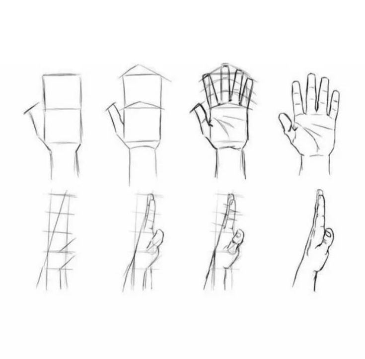 hand gestures drawn in pencil on white paper