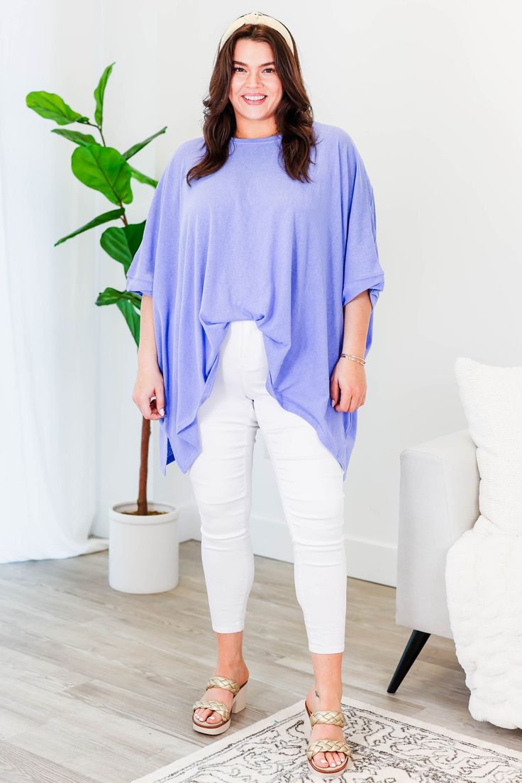 No need to compare this cutie, this is the perfect top for you! The comfy, flowy fit makes this tunic a go-to for comfort and style! Plus, the gorgeous lavender color adds a touch of sass to any outfit! Expertly crafted for ultimate comfort and style! 100% Cotton Lavender Top For Layering In Fall, Versatile Flowy Tops For Loungewear, Lavender Tops For Fall Layering, Lavender Top For Fall Layering, Oversized Purple Top For Loungewear, Oversized Purple Loungewear Top, Oversized Purple Lounge Top, Oversized Purple Tops For Layering, Chic Purple Flowy Top