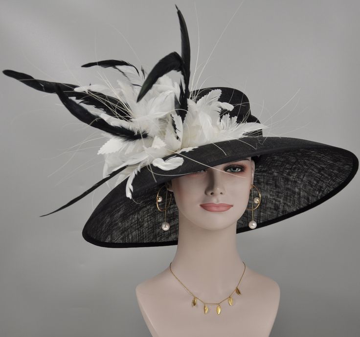 ". 100% Sinamay, light and comfortable *Wide brim measure Appr 6.5\" brim *The crown is decorated with feather flower. Very beautiful!! *Head girth is 22\"-23.22\",adjustable string inside can give you the best fit. *Great for Kentucky Derby, Church, Wedding, Tea Party or other special event . If you want to use different colors feathers tell me the color you need, I will change for you. 💃1. All hats will be sent from Rockville, MD, 20850, using FedEx Ground (1- 5 business days if the shipping Feathered Wide Brim Costume Hats For Evening, Elegant Feathered Costume Hats For Races, Elegant Mini Hat With Feather Trim For Royal Ascot, Chic Evening Hat With Feathers, Elegant Ostrich Feather Hat For Kentucky Derby, Elegant Feathered Costume Hats For Kentucky Derby, Elegant Feathered Hats For Kentucky Derby, Feathered Top Hat For Royal Ascot, Short Brim Top Hat With Feathers For Royal Ascot