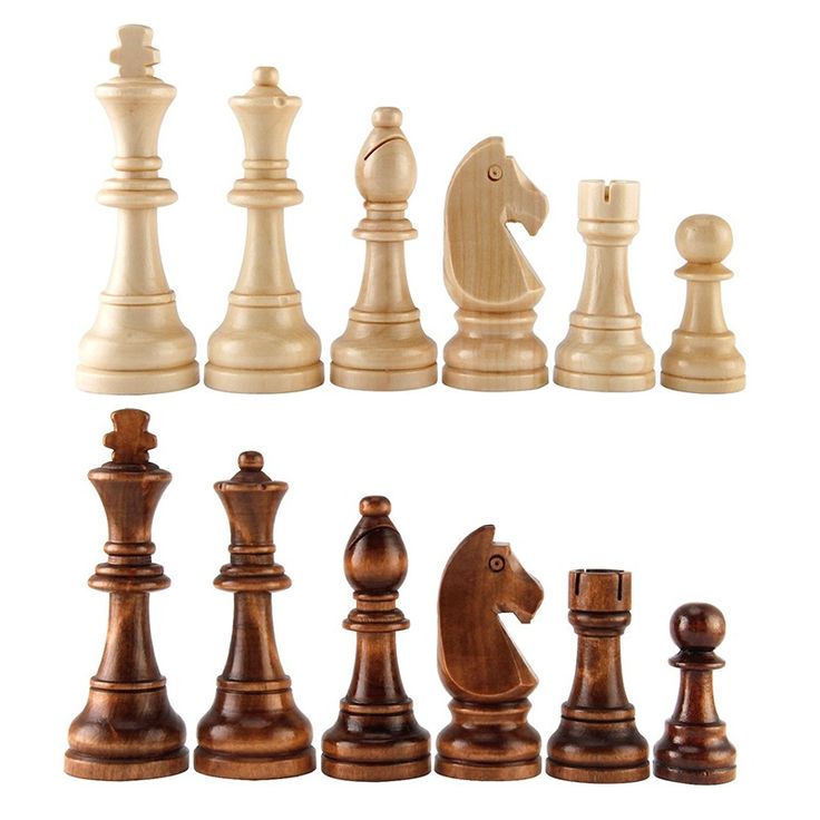 a set of chess pieces on a white background