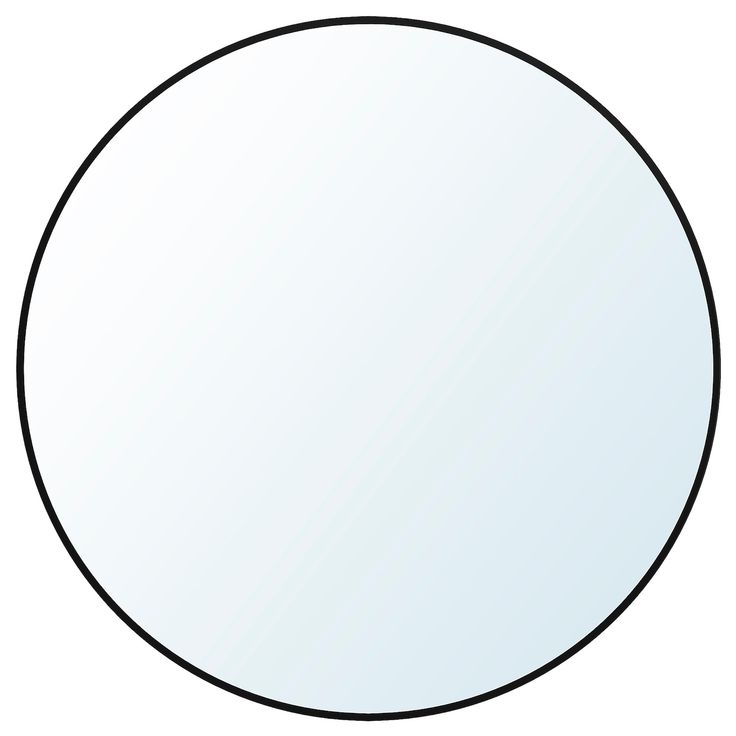 a round mirror is shown with black lines on the bottom and bottom half, as well as an oval shape