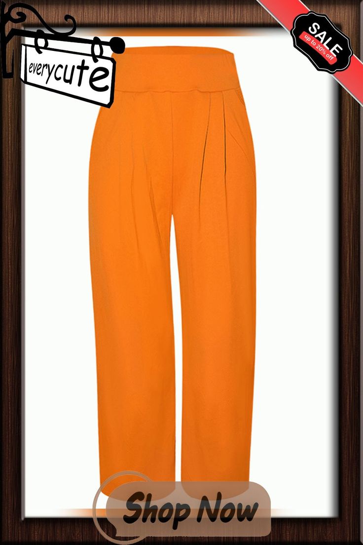 Yellow Pocketed Wide Leg Casual Pants Orange Ankle-length Pants For Work, Orange Ankle-length Work Pants, Orange Wide Leg Work Pants With Pockets, Orange Wide Leg Pants With Pockets For Work, Chic Orange Wide Leg Pants With Pockets, Orange Workwear Bottoms With Pockets, Orange Workwear Pants With Pockets, Chic Orange Pants With Elastic Waistband, Orange Ankle-length Workwear Pants