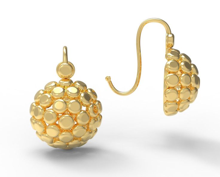 Livilla Earrings by ROMAE - Jewelry Inspired by Ancient Roman Designs Formal Round Earrings With French Hook, Formal Round French Hook Earrings, Formal French Hook Earrings, Gold Spherical Single Earring, Gold Spherical Pierced Earrings, Gold Sphere Single Earring, Gold Round Pendant Earrings For Formal Occasions, Gold Round Pendant Earrings For Formal Events, Elegant Gold Round Disc Earrings