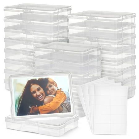 clear plastic storage boxes with pictures on them