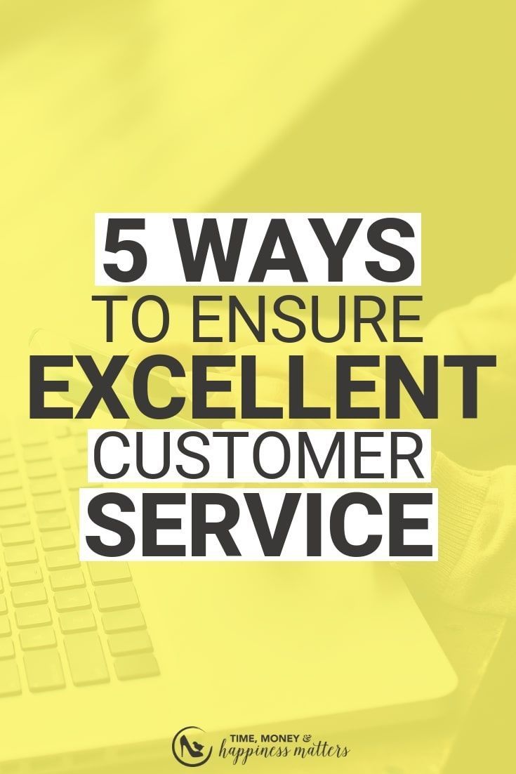 a person typing on a laptop with the words 5 ways to ensure excellent customer service