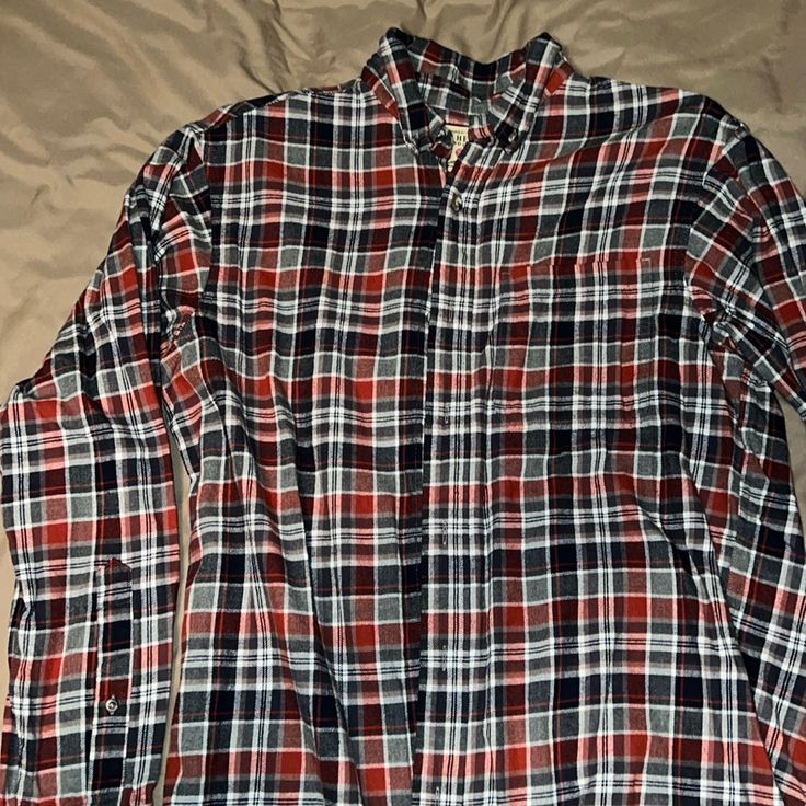 Nwot. Bought From Cabelas Fitted Red Flannel Shirt For Fall, Classic Red Cotton Flannel Shirt, Red Flannel Long Sleeve Top, Red Cotton Flannel Long Sleeve Shirt, Red Cotton Long Sleeve Flannel Shirt, Classic Red Long-sleeved Flannel Shirt, Red Long Sleeve Cotton Flannel Shirt, Red Flannel Shirt With Button Closure, Classic Red Flannel Shirt For Fall