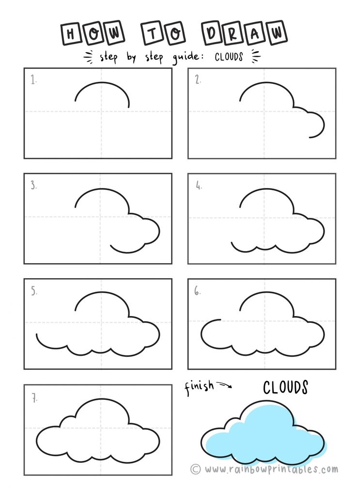 how to draw clouds for kids