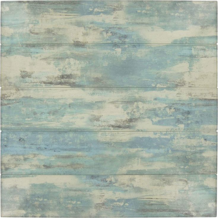 a blue and white wallpaper with wooden planks in the middle, as well as clouds