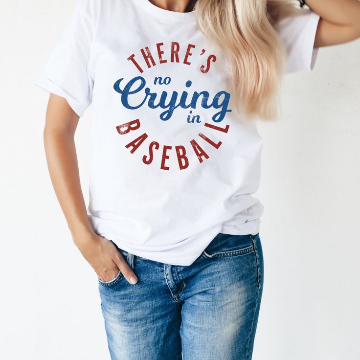 Step up to the plate with our No Crying in Baseball T-Shirt! Show off your love for the game with this playful tee that reminds us to toughen up on the field. Perfect for any fan or player, this t-shirt is a home run for any baseball enthusiast. (You can cry later if you need to!) Made in the USA  100% Combed Ring-Spun Cotton True to Size  Tagless This printed t-shirt is part of our Active Collection. Sports Fan T-shirt For Baseball Season, Game Day Sports Fan T-shirt With Crew Neck, Collegiate T-shirt For Baseball Season Fan Merchandise, Baseball Season Fan Merchandise T-shirt, Team Spirit Baseball Jersey With Graphic Print For Fans, Sports Fan T-shirt With Team Name For Baseball Season, Game Day T-shirt With Screen Print For Sports Season, Team Spirit Baseball Jersey With Graphic Print, Baseball Jersey With Team Logo