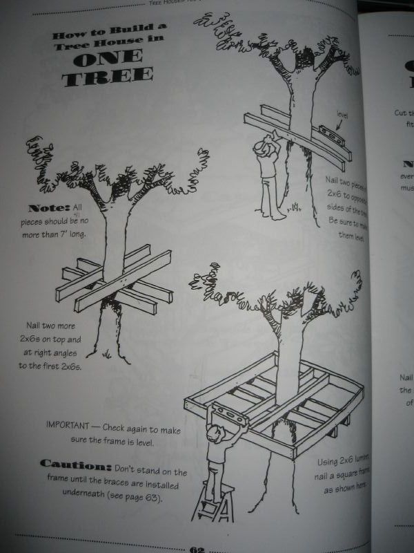 an open book with instructions on how to make a tree stand in the middle of it