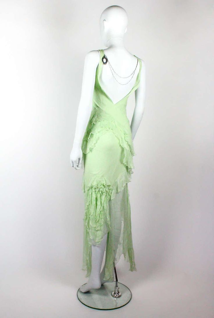 For Sale on 1stDibs - John Galliano silk dress in mint green, from the Fall/Winter 1995 'Delores' collection, a tribute to the Mexican actress Dolores del Rio. As seen on the Green Silk Dress Bias Cut For Party, Green Silk Dress For Spring Formal, Green Silk Dress For Evening With Bias Cut, Green Silk Dress For Spring Formal Occasion, Green Silk Evening Dress, Green Bias Cut Dress For Party, Formal Green Silk Dress, Green Silk Bias Cut Dress, Green Silk Dress For Formal Occasions