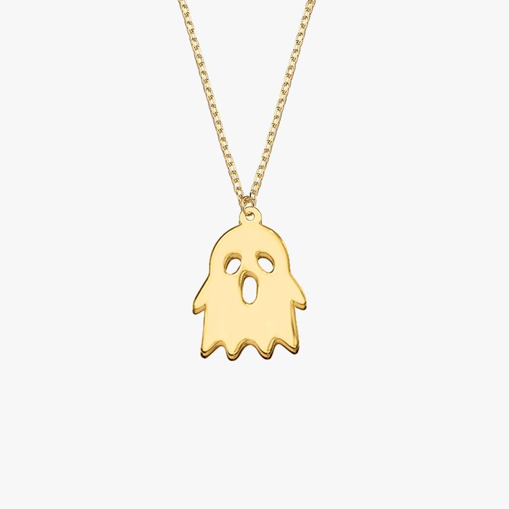 Discover the essence of Halloween with our unique ghost necklace. Ideal for parties or as a special gift, it's not just an accessory but a statement of haunted elegance. Elevate your style with this seasonal piece. - Ghost Necklace PRODUCT DETAILS: • Choose of Material: 925 Sterling Silver, 14K Solid Gold• Closure: Spring ring• Chain style: Cable• Adjustable Length• Style: Minimalist Halloween Clavicle Chain Jewelry Gift, Halloween Gift Clavicle Chain Jewelry, Halloween Party Pendant Jewelry, Adjustable Chain Jewelry For Halloween Party, Halloween Party Jewelry With Adjustable Chain, Elegant Sterling Silver Halloween Necklace, Gold Necklace For Halloween Party, Elegant Sterling Silver Necklace For Halloween, Gold Halloween Party Jewelry