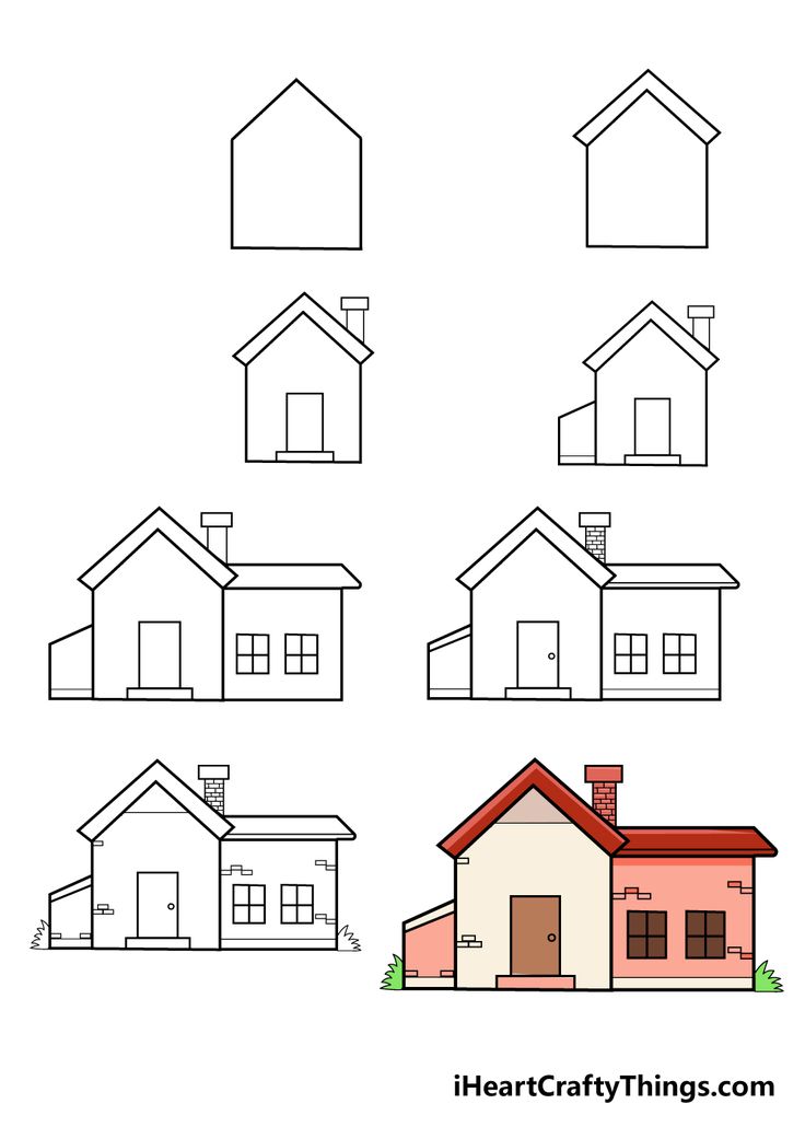 how to draw a house with different shapes and sizes for kids - step by step instructions