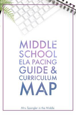 the middle school ela - paging guide and curriculum map is shown in purple