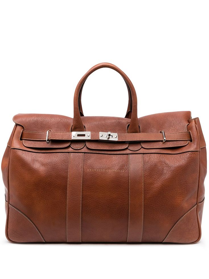 Shop Brunello Cucinelli top-handle leather holdall bag with Express Delivery - FARFETCH Classic Calf Leather Shoulder Bag With Handles, Travel Bags With Calf Leather Handles, Designer Cognac Satchel With Handle Drop, Designer Cognac Satchel, Designer Brown Duffle Bag With Top Carry Handle, Designer Brown Travel Bag With Top Carry Handle, Designer Brown Top Handle Travel Bag, Designer Brown Travel Bag With Top Handle, Timeless Brown Satchel With Double Handles