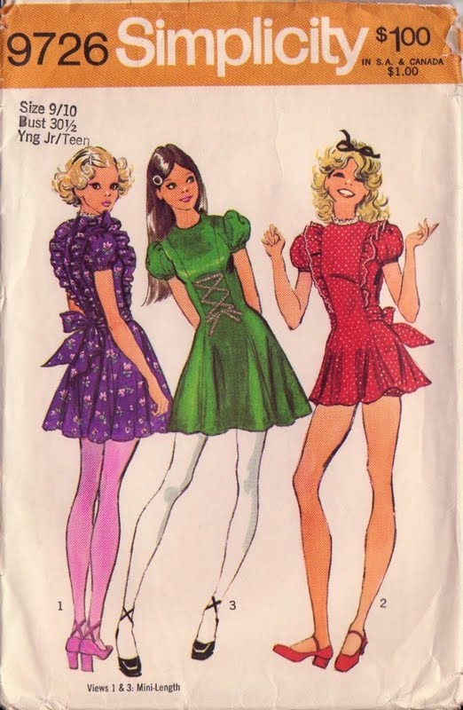 three women in dresses and heels on the cover of a sewing pattern