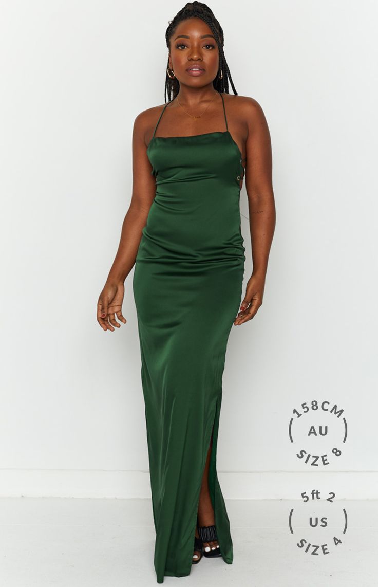 Get glam in the Manhattan Slip Formal Dress ()  (https://www.beginningboutique.com.au/collections/formal-dresses)Emerald. This stunning colour looks amazing on every skin tone - just add accessories, babe! 
  
 * Emerald green formal dress 
 * Slip style 
 * Square neckline 
 * Low back 
 * Maxi length 
 * Lace-up back with gold eyelets 
 * Knee-high leg-splits on both sides 
 * Invisible back zip 
 * Runs small, please size up 

 * This is the perfect formal dress for your next event!  Welcome Green Satin Midi Dress For Evening, Fitted Green Midi Dress For Prom, Elegant Green Evening Dress For Date Night, Green Fitted Midi Dress For Prom, Fitted Green Midi Dress For Prom Season, Green Satin Maxi Dress For Night Out, Elegant Green Midi Prom Dress, Emerald Slip Dress, Green Maxi Length Evening Dress For Date Night