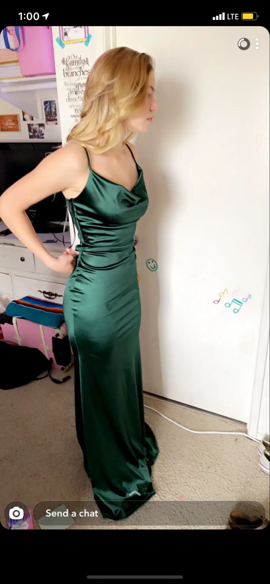 Long Emerald Dress, Prom Dress Green Satin, Prom Dresses 2022 Dark Green, Green Silk Satin Dress, Emerald Green Satin Cowl Neck Dress, Long Dark Green Satin Dress, Cowl Neck Green Dress, Emerald Green Cowl Neck Dress, Emerald Green Silk Dress Long