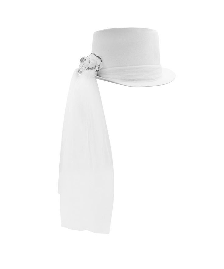 PRICES MAY VARY. SIZE: Up to 59 cm or 7-3/8. Add adhesive foam strips for smaller heads. Adult Size White Top Hat with attached Side Veil. Each Bride to Be top hat features a white tulle veil that hangs about 16 inches down and a white rose with silver glitter at the brim. The tulle fabric is wrapped around the base of the hat to complete the look. Lightweight and Comfortable to wear! Perfect for Halloween ghostly bride, Southern Belle, Steampunk, Haunted Victorian lady, horse race derby, Cospla White Brimmed Felt Hat For Party, Adjustable Costume Hats For Kentucky Derby Themed Events, White Mini Hats For Halloween Party, Wedding Top Hat For Halloween, Halloween Party Adjustable Felt Hat, Adjustable Felt Hat For Halloween Party, White Wide Brim Felt Hat For Party, Elegant Adjustable Hat For Halloween, White Adjustable Costume Accessories For Party