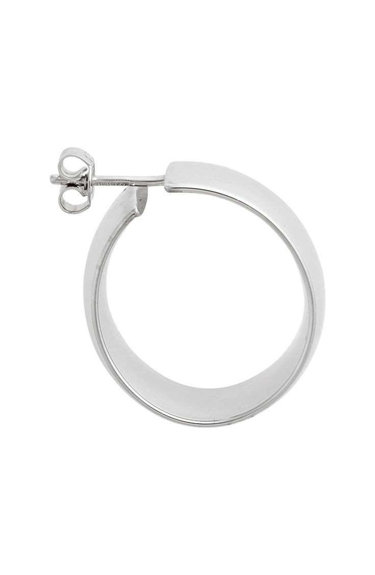 Brighten everyday ensembles with bold hoop earrings crafted from icy 14-karat white gold. 7/8" hoop diameter Post back Clear rubber backs included for stability 14k gold Made in Italy Modern Round Huggie Earrings With Prong Setting, Timeless Silver Small Hoop Jewelry, Modern Small Hoop Jewelry With Prong Setting, Timeless Small Hoop White Gold Jewelry, Silver Jewelry With Smooth Finish As Gift, Silver Jewelry Gift With Smooth Finish, Sterling Silver Rounded Jewelry With Polished Finish, Silver Jewelry With Smooth Finish For Gift, Round Smooth Finish Jewelry For Anniversary