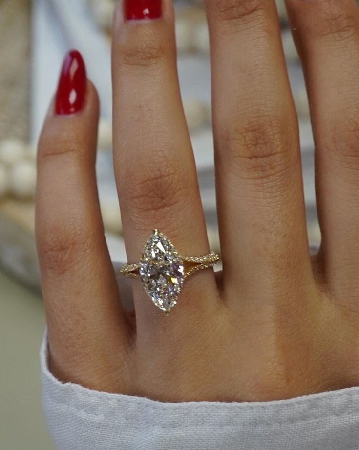 a woman's hand with a ring on it and a diamond in the middle